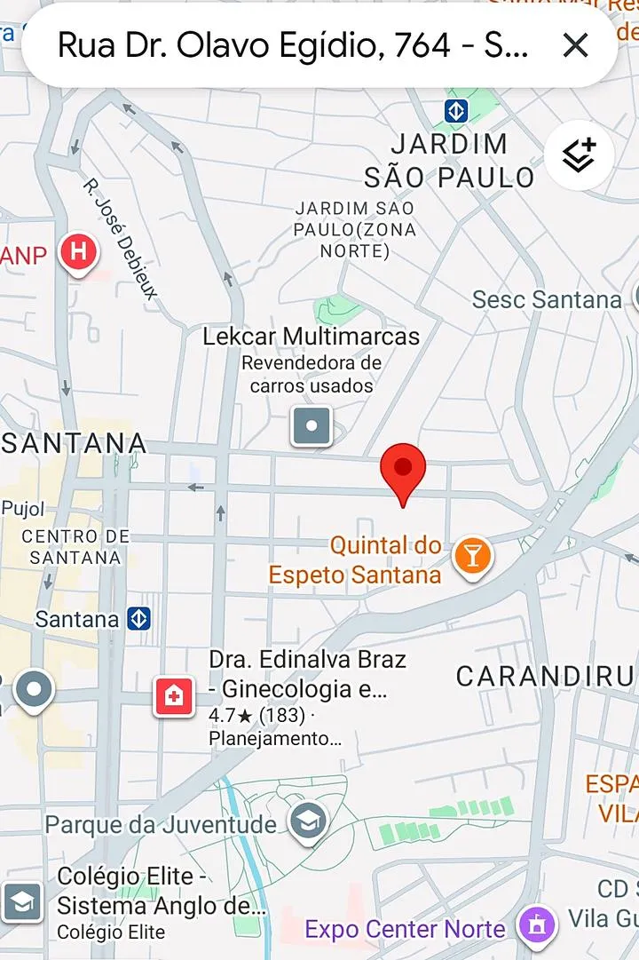 Mapa da localiza&ccedil;&atilde;o do est&uacute;dio em Santana